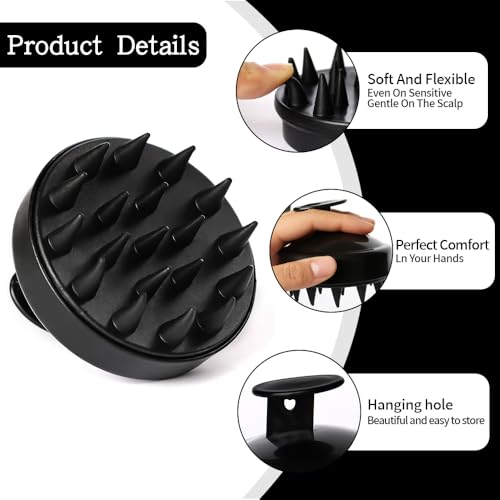 Ella & Sara 2PCS Scalp Massager Hair Growth, Scalp Brush for Hair Growth & Dandruff Removal, Scalp Scrubber, Shampoo Brush & Exfoliator for Scalps - Hair Scrubber for Thick Thin Curly Hair Care - size: 2-Pack