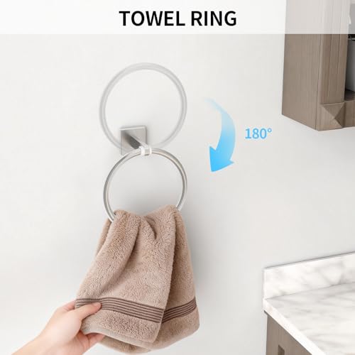 KLJKPA Brushed Nickel Bathroom Hardware Set, 24 inch Towel Racks for Bathroom, Stainless Steel Bathroom Accessories Set, Wall Mounted, 4-Piece - color: Brushed Nickel
