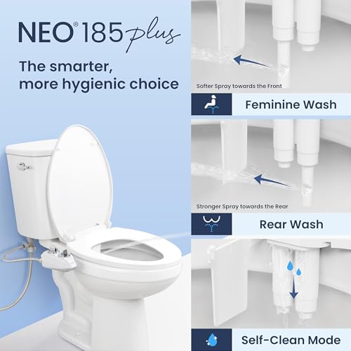 LUXE Bidet NEO 185 Plus - Dual Nozzle, Non-Electric Bidet Attachment for Toilet Seat, Patented Slide-In Install, 360° Self-Clean, EZ-Lift to Clean, Feminine & Rear Wash (Rose Gold) - color: Rose Gold