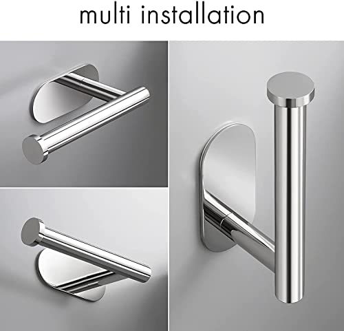 YUET Toilet Roll Holder Self Adhesive Holders Tissue 3M Stand Hanger Bathroom, Kitchen, Washroom Premium Thicken SUS-304 Stainless Steel, No Drilling Strong Adhesiveness Rustproof (Polished Chrome) - color: Polished