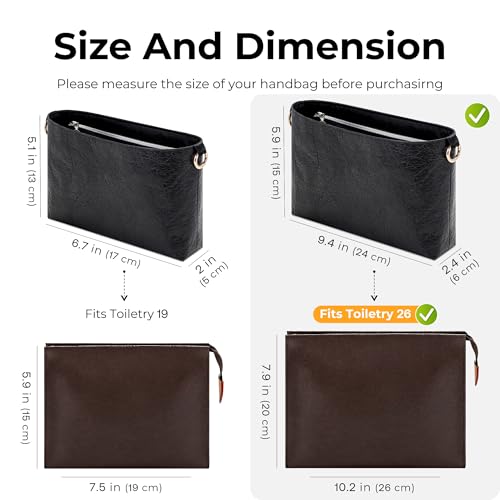 Handbag Organizer Insert for LV Toiletry Bag, Custom Fit Inside Premium Lightweight WaterResistant Purse Insert with Cup Holder Accessories (Matte Black, Fits-Toiletry 26) - color: Matte Black