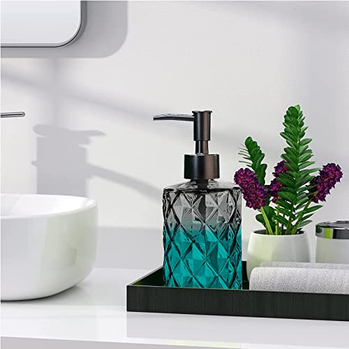 Glass Soap Dispenser with Plastic Pump, 330ml/11oz. Liquid Hand Soap Dispenser for Bathroom and Kitchen, Hand-Pump Dispenser for Dishwashing Liquid, Lotion, Soap, Shower Gel, Essential Oil (Black) - color: Black
