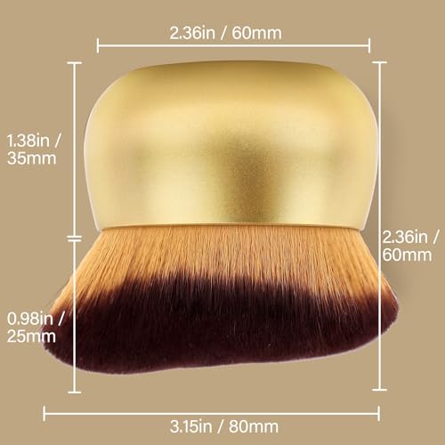 Extra Large Body Makeup Brush For Self Tanner, Leg Makeup &Bronzer Blend,75 mm Wide-headed Kabuki Brush Provides More Even& Pretty Application, Sunscreen Face&Back Makeup Brush, Wet&Dry Use- Gold - color: Gold