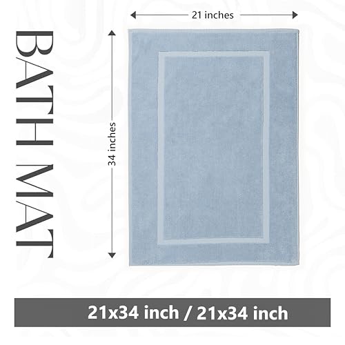 HILLFAIR-900 GSM-100% Ringspun Cotton Floor Towels mat- Hotel-Spa Tub-Shower Bathroom Floor mat Towels- 21 x 34 Inch- Terry Cotton Bath Mat, Machine Washable, Absorbent-2 Peice Towel Set- Ocean Blue - color: Ocean Blue, size: 2 Piece Towel Set