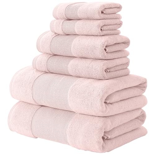 Modern Threads Air Cloud 6-Piece Towel Set - 100% Zero-Twist Cotton, 500 GSM, Quick Dry & Plush, Blush - color: Blush, size: 6 Pcs Towel Set