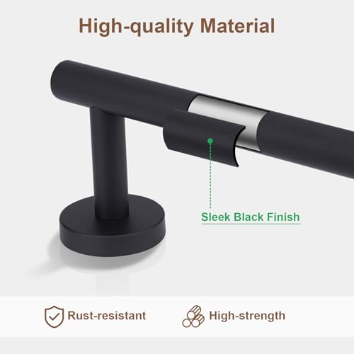 4-Piece Matte Black Bathroom Accessories Hardware Set,Include Double Post Pivoting Toilet Paper Holder,Towel Ring and 2 Towel Hooks - color: Matte Black a
