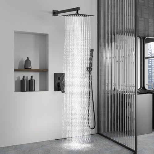 Aolemi Shower Faucet Set Rain Shower System with Handheld Spray Bathroom Shower Combo Rough-in Valve and Shower Trim Kit Included Oil Rubbed Bronze 8 Inch Wall Mount Shower Head - color: Oil Rubbed Bronze, size: 8 Inch Wall Mount Shower Head