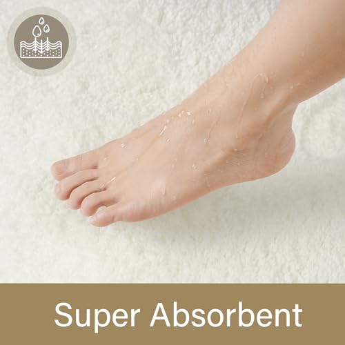 LOCHAS Bathroom Rug 36x24 Inch, Soft Thick Absorbent Microfiber Bath Rugs for Bathroom, Machine Washable, Shaggy Plush Non Slip Bath Mat for Tub, Shower Floor, Quick Dry Mats, Cream White - color: Cream White, size: 36x24 inch (Rectangular)
