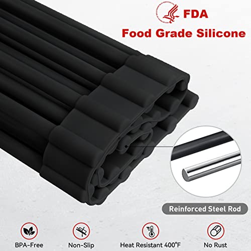 MERRYBOX Roll Up Dish Drying Rack, Silicone Wrapped Over The Sink Dish Rack Foldable Dish Drainer Anti-Slip Dish Racks for Kitchen Counter, Multipurpose Kitchen Sink Drying Rack, 18" x 13", Black - color: Rectangle-black, size: Rectangle: 18" x 13"