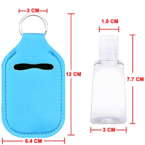 Duufin 60 Pcs Hand Sanitizer Holder Keychain Empty Travel Bottle Set | Including 30 Pcs Hand Sanitizer Keychain Holder and 30 Pcs Refillable Empty Travel Bottles for Backpack Purse, 15 Solid Color - color: Colorful Patternless