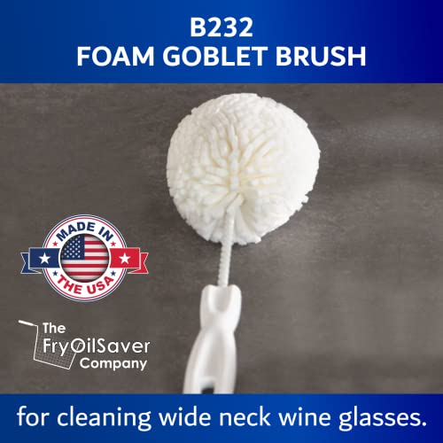 Foam Goblet Wine Glass Cleaner Brush - Foam Wine Glass Brush Cleaner - Non-Scratch & Soft Bristles for Wide Neck Glasses - Dishwasher Safe - For Home, Hotel, Restaurant, Bar - by FryOilSaver Co. B232C - size: Goblet