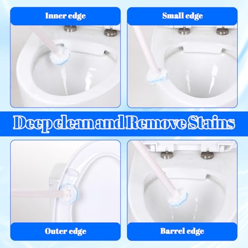 60 Counts Disposable Toilet Wand Refills Compatible with Most Bowl Brush Wand, Disposable Bathroom Toilet Brush Scrubber Heads, Toilet Bowl Cleaner Refill Pads for Stain Removal Deep Cleaning