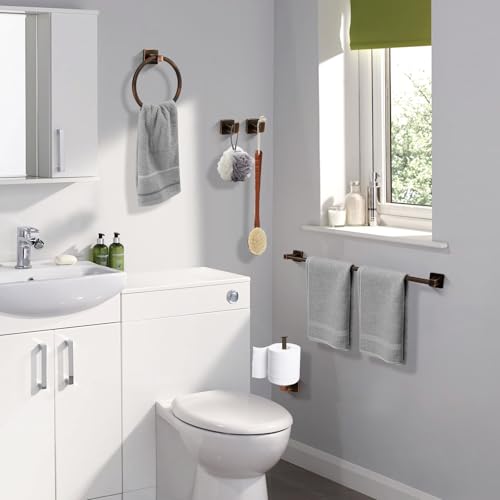 5 Piece Antique Bathroom Hardware Accessories Set Oil Rubbed Bronze,24 Inch Towel Bar Set,Towel Rack Set,Bathroom Towel Holder Set - color: Oil Rubbed Bronze
