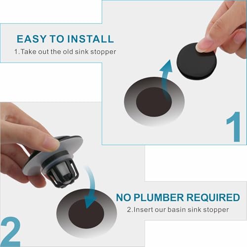 Bathroom Sink Drain Stopper,Welsan Universal Pop Up Drain Strainer with Hair Catcher for 1 1/8"-1 1/2" Drain Hole,Anti-Clogging Design Matte Black - color: Matte Black