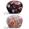 2 PCS Shower Cap Waterproof Double Layer Elastic Adjustable Reusable Hair Bath Caps for Girls Women Cute Aesthetic-Floral 1 - color: G11-Floral 1