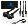 MVEQRRN 9PCS Car Detailing Brushes Set, Boar Hair Detail Brushes,Car Detailing Wheel Kit (Black) | Ultra Soft No Scratch, Car Dust Brush,Car Detailing Brushes Kit, Detail Brushes Car Detailing for Interior Exterior - color: 9pcsblack detail wheel brush se
