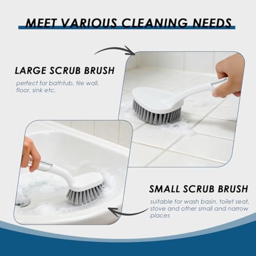 3 Pack Heavy Duty Shower Cleaning Brush Set, Stiff Bristles Grout Brush, Bathroom Cleaner Brush, Shower Scrubber for Bathroom, Shower, Tile, Bathtub, Grout, Floor, Sink & Carpet (Crystal Gray) - color: Crystal Gray