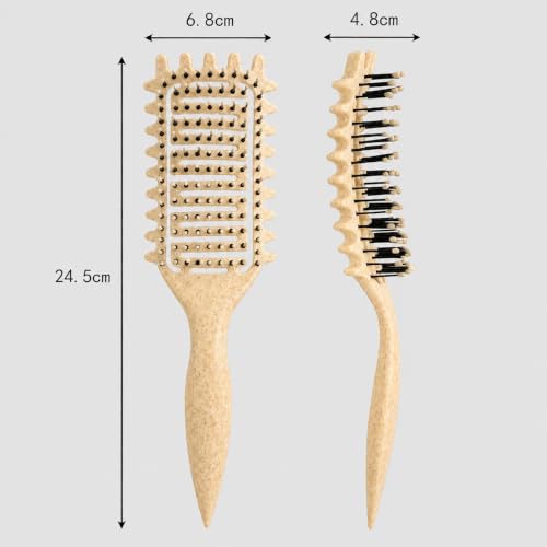 Curl Defining Brush for Curly Hair, Vented Detangling Hair Brush for Wet and Dry Styling, Curved Brush for Shaping and Smoothing Curl Clumps, Lightweight Hair Brush （Yellow） - color: Yellow