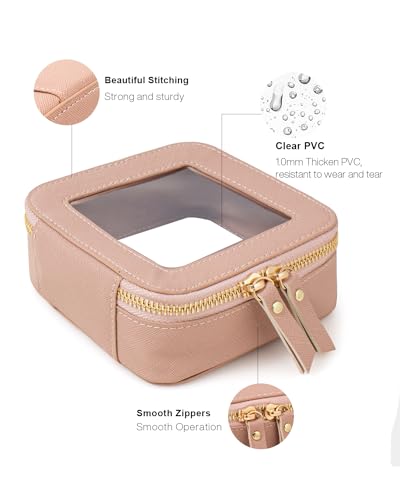 Travel Clear Makeup Bag Set, TSA Approved Cosmetic Bag Case with Zipper Portable Makeup Pouch Toiletry Bag Traveling Cosmetic Organizer Storage Bag Car Organizer Car Essentials - color: N-Dark Pink