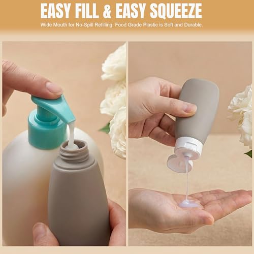 DEWSENSI 20 Pack Travel Bottles Set - TSA Approved Leak Proof Containers Kit for Toiletries - Portable Refillable Accessories for Shampoo, Conditioner, Lotion, Liquids (Black & White) - color: black & white