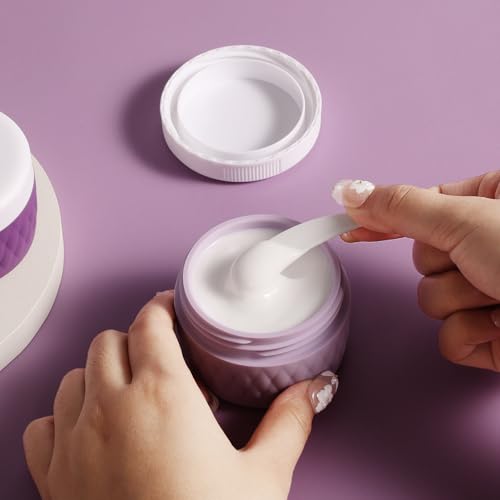 Kuangre Travel Containers for Toiletries, Silicone Cream Jars BPA-Free, TSA Approved 2oz Travel Size Containers, Leak-proof Silicone Jars with Lid for Cosmetic Face Hand Body Cream (4 Pack) - color: Purple, size: 2 Ounces