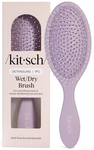 Kitsch Wet/Dry Hair Brush Detangler – Flexi Hair Brush for Women, Men & Kids | Detangling Brush for Curly Hair, Bounce Curl Defining Brush for Wet or Dry Strands - Soft Violet - color: Soft Violet