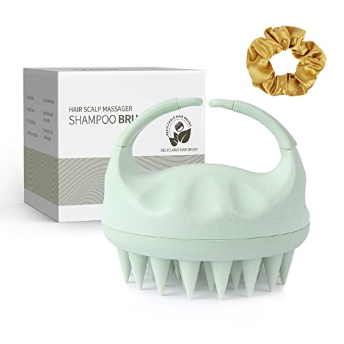 Sndyi Scalp Massager Shampoo Brush, Scalp Scrubber with Soft Silicone Bristles, Scalp Exfoliator for Dandruff Removal, Scalp Massager for Hair Growth, Wet Dry Hair Brush for Scalp Care, Green - color: Green