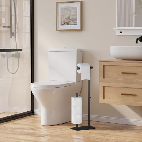 Kitsure Toilet Paper Holder Free Standing - Large Capacity Toilet Paper Holder for 4 Rolls, Rustproof Toilet Paper Stand with Non-Slip Stable Base, Black, Medium - color: Black, size: Medium - 1 Pack