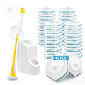 JEHONN Disposable Toilet Brush with 40PCS Wand Cleaner Refills, Wall Mounted Toilet Bowl Brush Holder Set, Bathroom Cleaning System for Sink Bathtub Wash Basin (Yellow) - color: Yellow