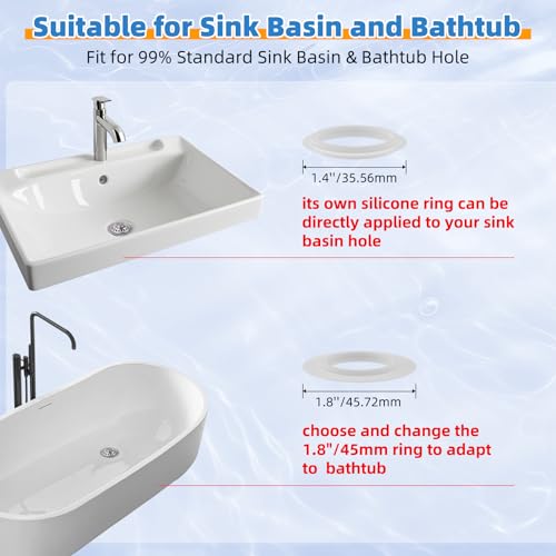 Universal Bathtub Drain Stopper, Brass Metal Shower Hair Catcher, Chrome | 3 in 1 Bathroom Sink Strainer with Visible Top Filter, Tub Stopper for Standard 1.1''~2.36'' Sink Hole, Transparent Edge - color: Chrome Finish with Transparent Edge