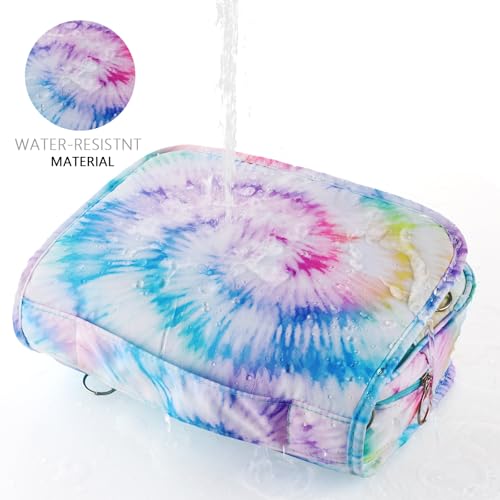 Kids Hanging Toiletry Bag for Girls, Travel Toiletry Bag for Teen Girls Tie Dye Cosmetic Makeup Waterproof Wash Bag Traveling Toiletries - color: Tie Dye-Teal-G