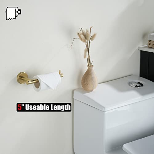 JQK Bathroom Hardware Set, 5-Piece Bath Accessories Set Brass Gold Wall Mount Includes 24 in Towel Bar, 9 in HT Bar, TP Holder, Towel Hook x 2 Brushed Gold, BAS105-BG - color: Gold
