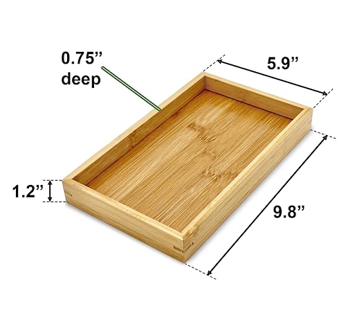 Natural Bamboo Serving Tray Platter 9.8 x 5.9 Rectangular, Bamboo - color: Bamboo, size: 9.8" x 5.9" x 1.2"