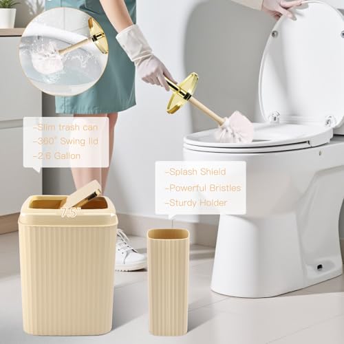 32PCS Bathroom Accessory Set Bathroom Accessories Set Beige Bathroom Set, Shower Curtain Set, 2 Piece Bath Towel Set, 3PC Soap Dispenser, Toilet Brush & Trash Can - size: Bath Set+Oil Paint Shower Curtain+Towel Set, style: Beige