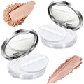 2-Pack Refillable Loose Powder Container with Puff & Mirror - 0.17 oz Travel Portable Empty Makeup Compact with Mesh for Women Girls, Silver - color: Silver