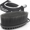Avilana Silicone Body Scrubber for Shower – SGS Certified Food Grade Dual Sided Bath Brush, Gentle Exfoliating Silicone Loofah Alternative, Sensitive Skin Body Brush (Dark Gray-Silver, Massage) - color: Dark Gray-silver, size: Massage