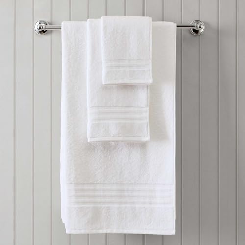 Martha Stewart - Bath Towels, Soft & Absorbent 100% Cotton Towels, Plush 700 GSM, 6-Piece Bathroom Towel Set with Textured Dobby Weave (Skyland Manor White) - color: Skyland Manor White