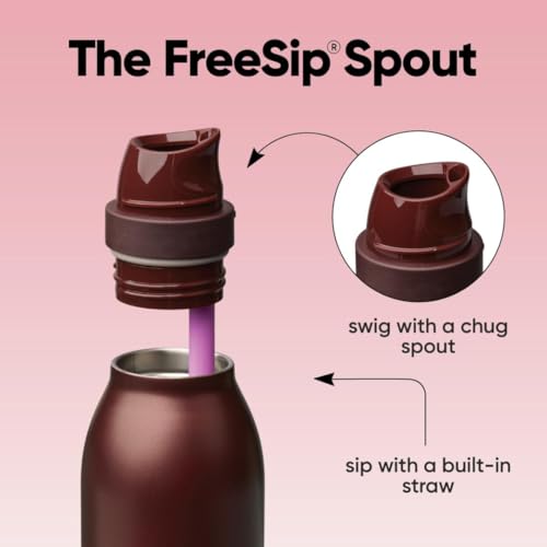 Owala FreeSip Twist Insulated Stainless Steel Water Bottle with Straw for Sports and Travel, BPA-Free, 24-oz, Black Cherry - color: Black Cherry, size: 24 Ounces