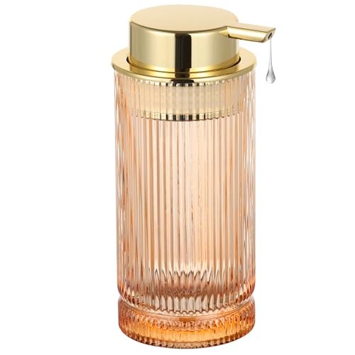 Glass Liquid Soap Dispenser, Refillable Liquid Dispenser with Gold Pump, Hand Soap Dispenser for Bathroom Kitchen, Modern Home Bathroom Kitchen Decor （Liquid Type/Gold） - color: Liquid Type/Gold