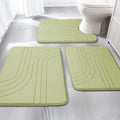 YIHOUSE Green Bathroom Rug Set 3 Pieces, Soft Non Slip Memory Foam Bath Mats, Extra Thick, Machine Washable - color: Green-2, size: 3 pieces
