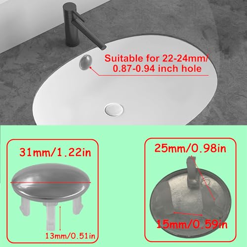 6 Pack Stainless Sink Basin Trim Overflow Cover,Sink Overflow Trim Ring Steel Round Hole Cover,Basin Trim Ring Insert in Hole Round Caps for Home,Sink,Bathroom,Kitchen - color: Single-layer Spherical