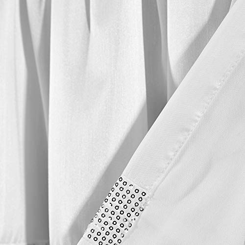 Lush Decor Night Sky Valance Curtain Single, 84"W x 18"L White & Silver - Extra Wide Curtains - Kitchen Curtains Valances For Windows - Bathroom Curtain - color: White & Silver, size: 84"W x 18"L (Pack of 1), style: Valance