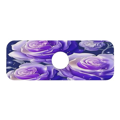 Blue Purple Rose Kitchen sink faucet pad, strong water absorption, anti slip, easy to clean, very suitable for splash and drip prevention, suitable for kitchens and bathrooms - color: Blue Purple Rose