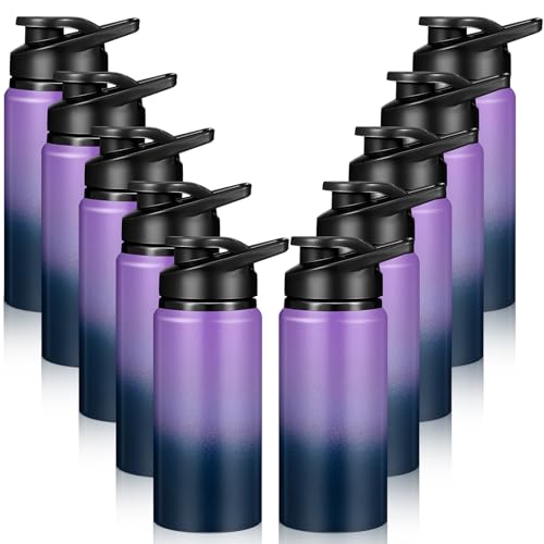 Mimorou 10 Pack Aluminum Water Bottles Bulk 17oz Reusable Leak-Proof Lightweight Sport Bottles Set for Travel Gym Team Camping & Party Favors, 10 Colors - color: Dark Blue，purple