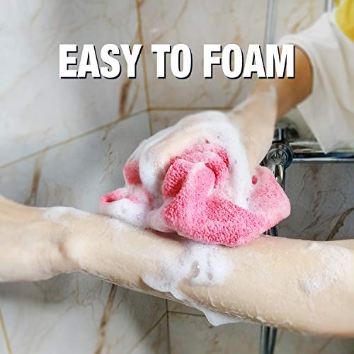 Evridwear Exfoliating Back Scrubber for Shower, Back Washer for Men Women | Loofah with Handle, Extended Length, Stretchable, Deep Cleansing for Hard-to-Reach Areas, Skin Massage (Pink) - size: Pink Back Scrubber