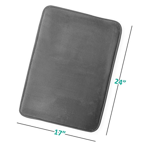 Clara Clark Bathroom Rugs, Velvet Memory Foam Bath Mat, Non-Slip, Machine Washable Bath Rugs - Dries Quickly, Ultra Soft Plush Bath Mats for Bathroom, 17 x 24, Grey - color: Dark Grey, style: 17 x 24