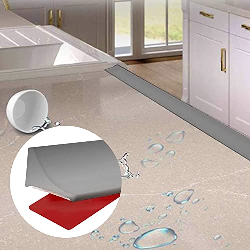 Collapsible Shower Threshold Water Dam, Self Adhesive Silicone Waterproof Barrier Bathroom and Kitchen Water Strip Dam Shower Guard for Dry And Wet Separation Caulk Seal Strip Edge Trim (39Inch, Grey) - color: Grey, style: 39Inch