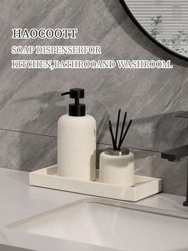 Soap Dispensers 400mL 13.5 OZ, 2 PCS Luxurious Hand Dish Lotion Shampoo Soap Dispenser Jar, Travertine Soap Pump Bottles for Kitchen Bathroom Countertop (Cream) - color: Cream