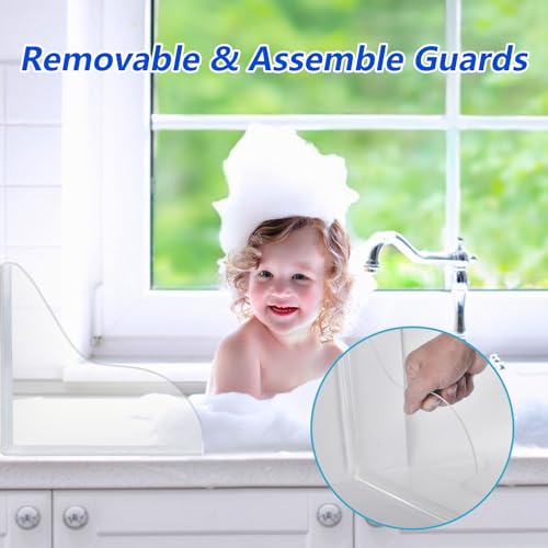 2 Pcs Bathtub Water Guards,Bathroom Shower Splash Guard for Tub, Shower Water Guard for Bathtub Shower Guards Removable, Bathtub Water Splash Guards Corner Guards to Keep Water in Shower Bath