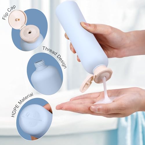 8.8oz Travel Essentials Shampoo Bottles for Toiletries,Empty Plastic Squeeze Bottles with Flip Cap for Toiletries Travel Size Shampoo and Conditioner (3 pack, bule) - color: Blue, size: 8.8 oz